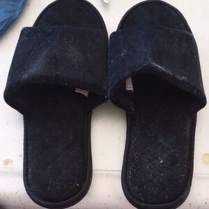 Secret Treasures Black Plush Slide Slippers